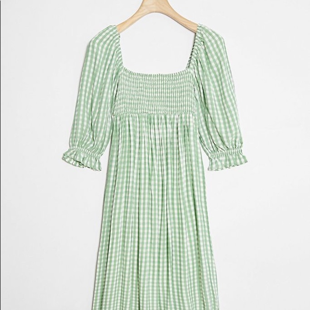 Faithfull the Brand Green Gingham Maxi Dress